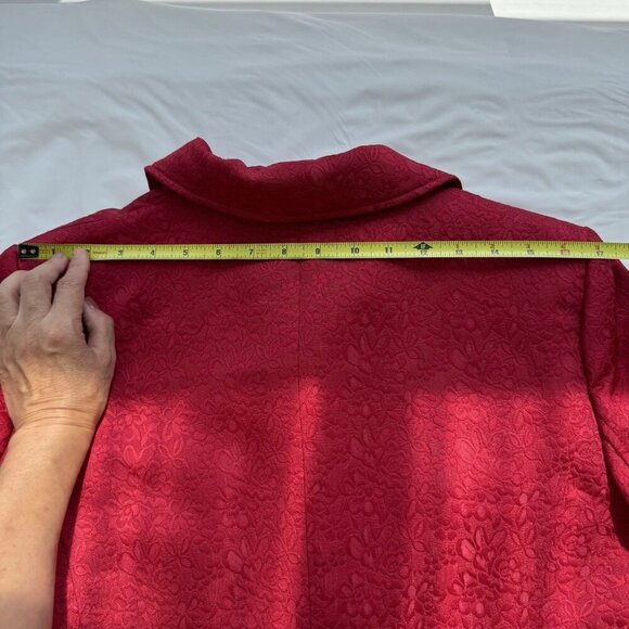 Chapter One Women’s Red Floral Damask Long Overcoat Size 10 - Picture 7 of 16